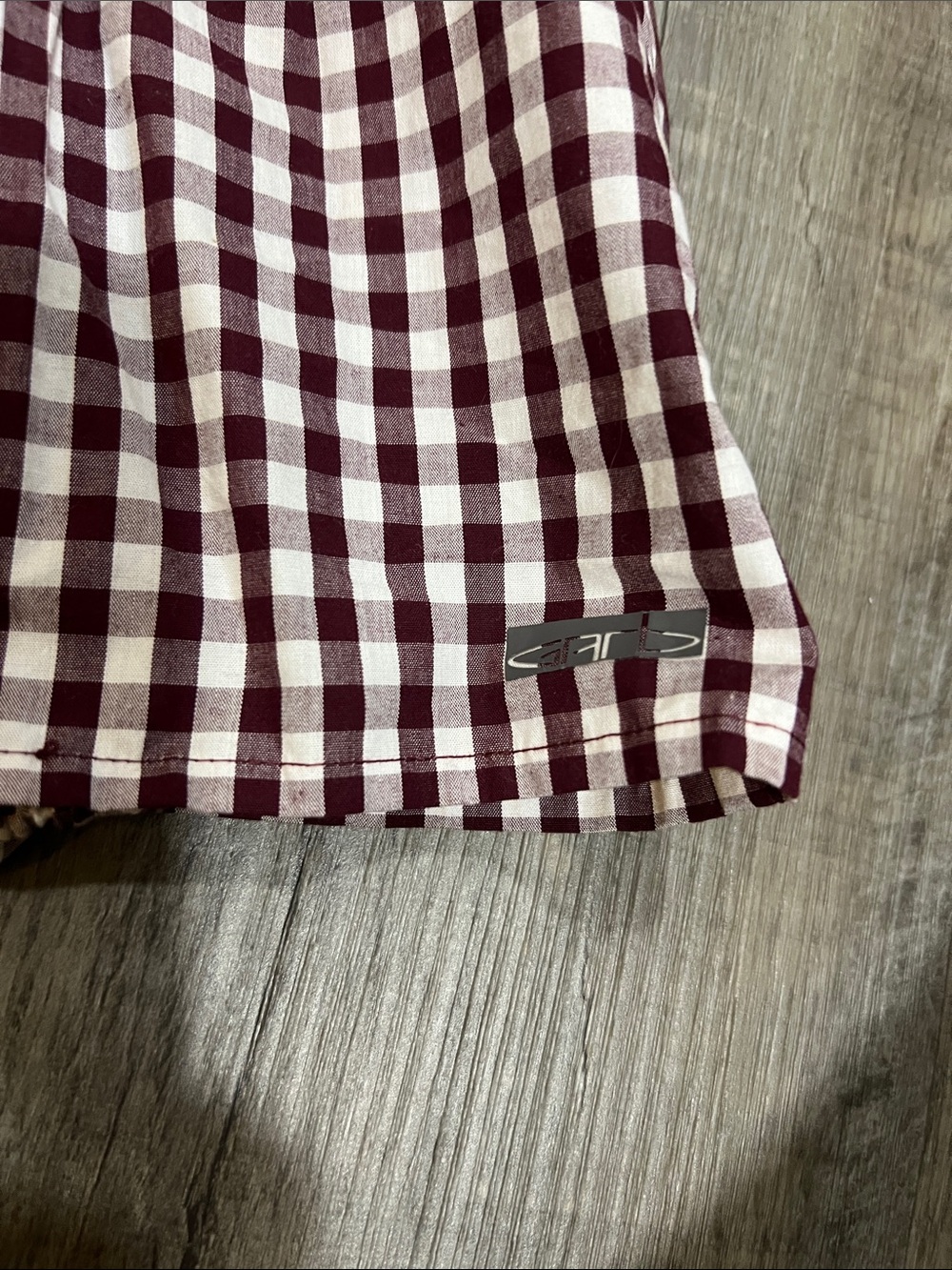 Maroon & White Gingham Texas A & M dress with built in bloomers size 12-18M - Picture 3 of 6
